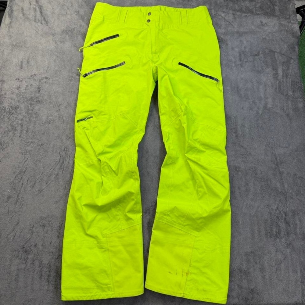 Patagonia Gore-Tex Pro Snow Pants Men's Large Neon Yellow Green Ski Snowboard